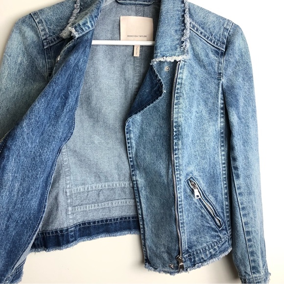 REBECCA TAYLOR Washed Denim Moto Jacket - Picture 6 of 9